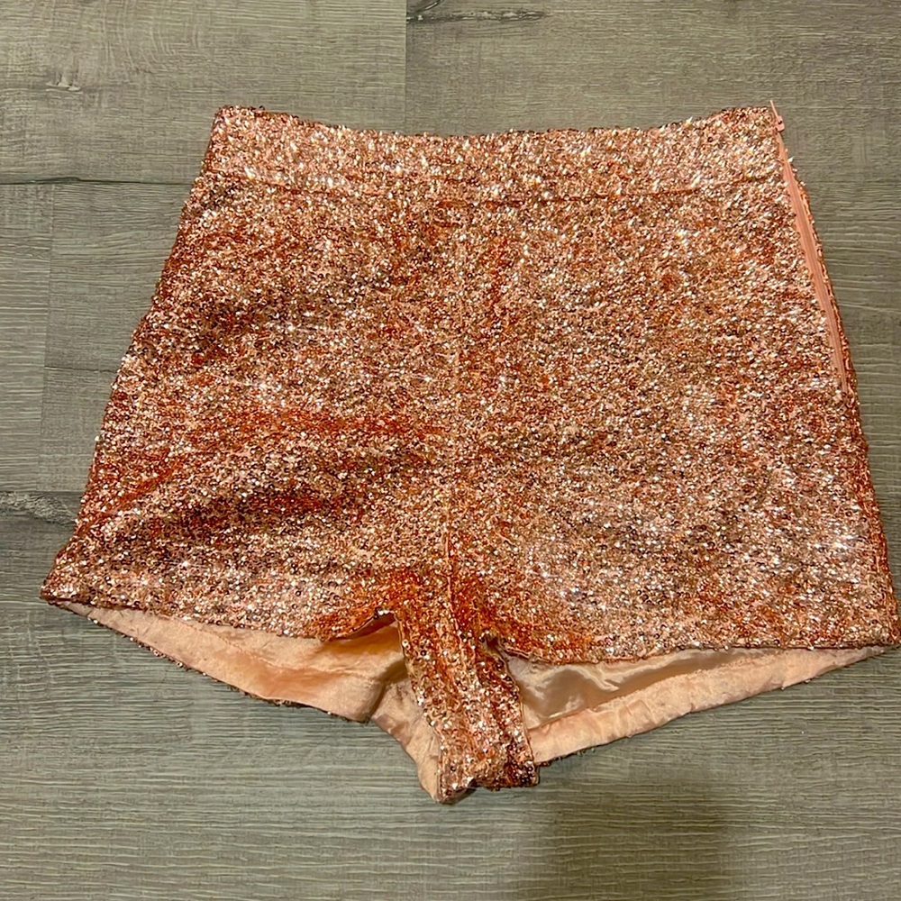 Peach Sequin Quality Shorts